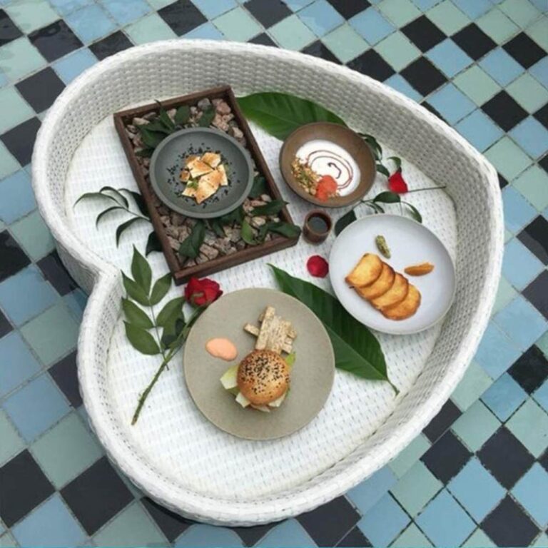 Hotel floating breakfast tray