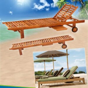 Teak Wood / Rattan Sun Loungers